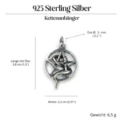 Schlangen Pentagramm Schmuck Ketten Anhänger 925 Silber