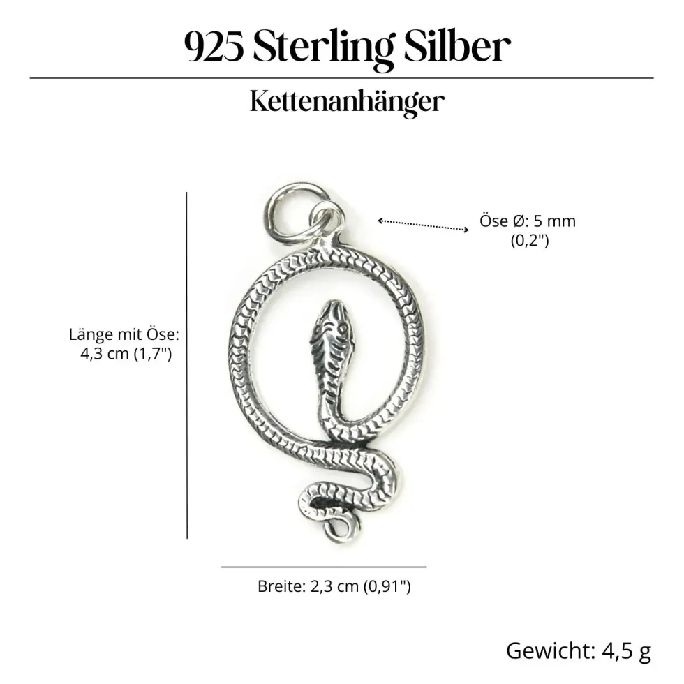 Schlange Schmuck Anhänger 925 Silber Kettenanhänger