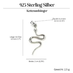 Schlange Schmuck Kettenanhänger 925 Silber