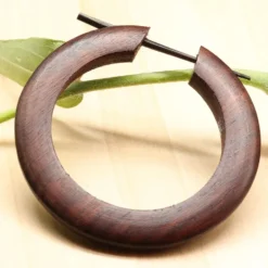 schlichte große Creole Holz Ohrschmuck Ohrring (Paar)