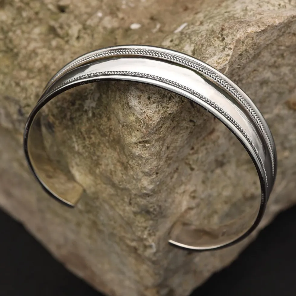 Schlichter Armreif leicht gewölbt Damen Herren 925 Silber Armschmuck