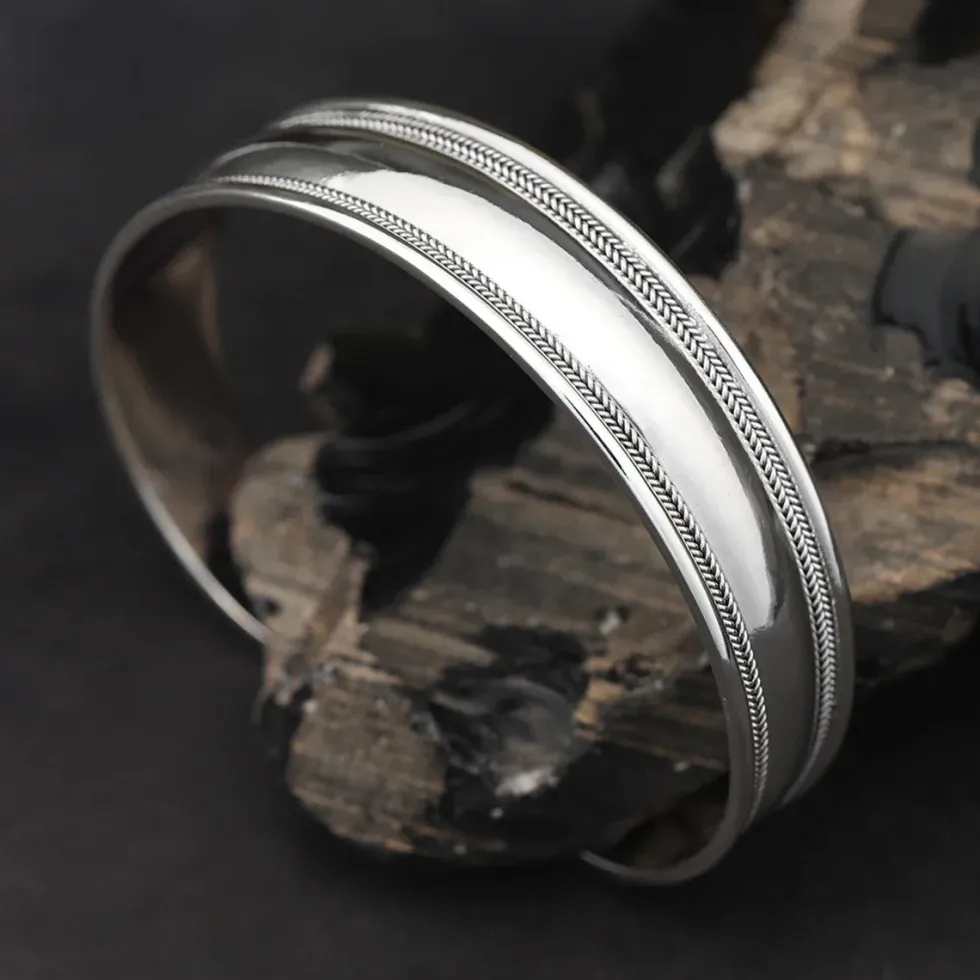Schlichter Armreif leicht gewölbt Damen Herren 925 Silber Armschmuck