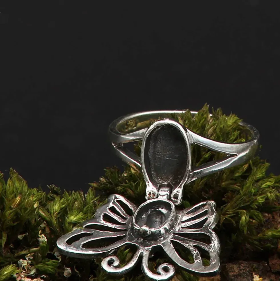 Schmetterling Silbering mit Fach Giftring Schmuck 925 Silber Damen