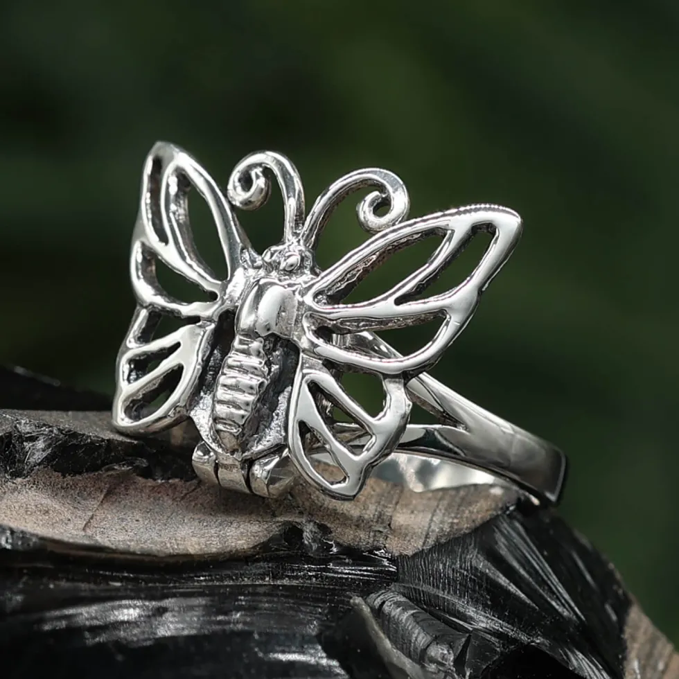 Schmetterling Silbering mit Fach Giftring Schmuck 925 Silber Damen