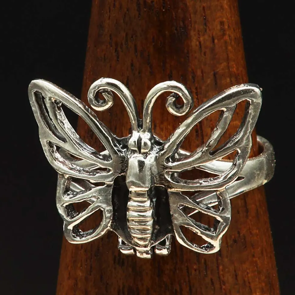 Schmetterling Silbering mit Fach Giftring Schmuck 925 Silber Damen