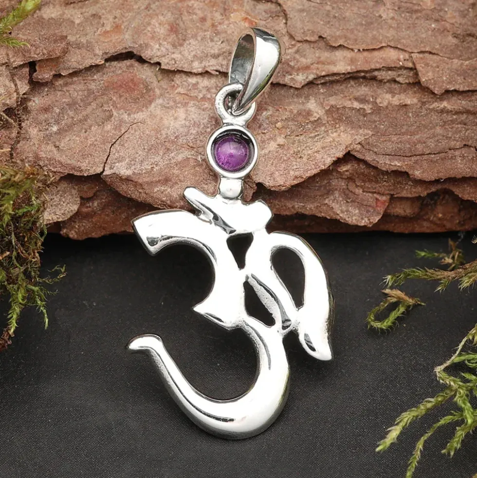 Schmuck Amethyst Om 925 Silberschmuck Kettenanhänger