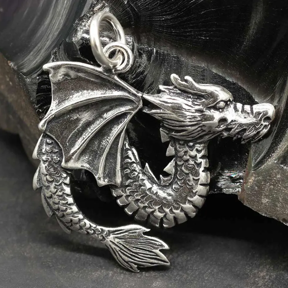 Schmuck Fuchor Drache Kettenanhänger 925 Silber