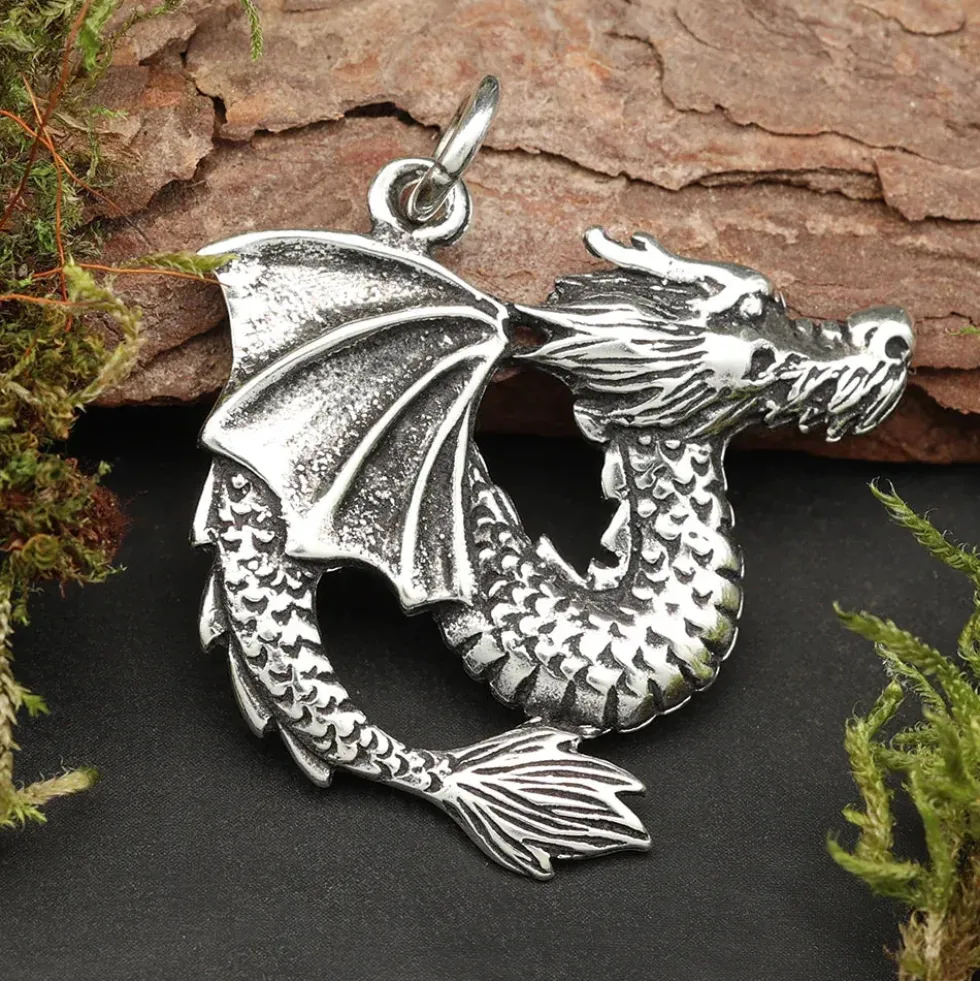 Schmuck Fuchor Drache Kettenanhänger 925 Silber