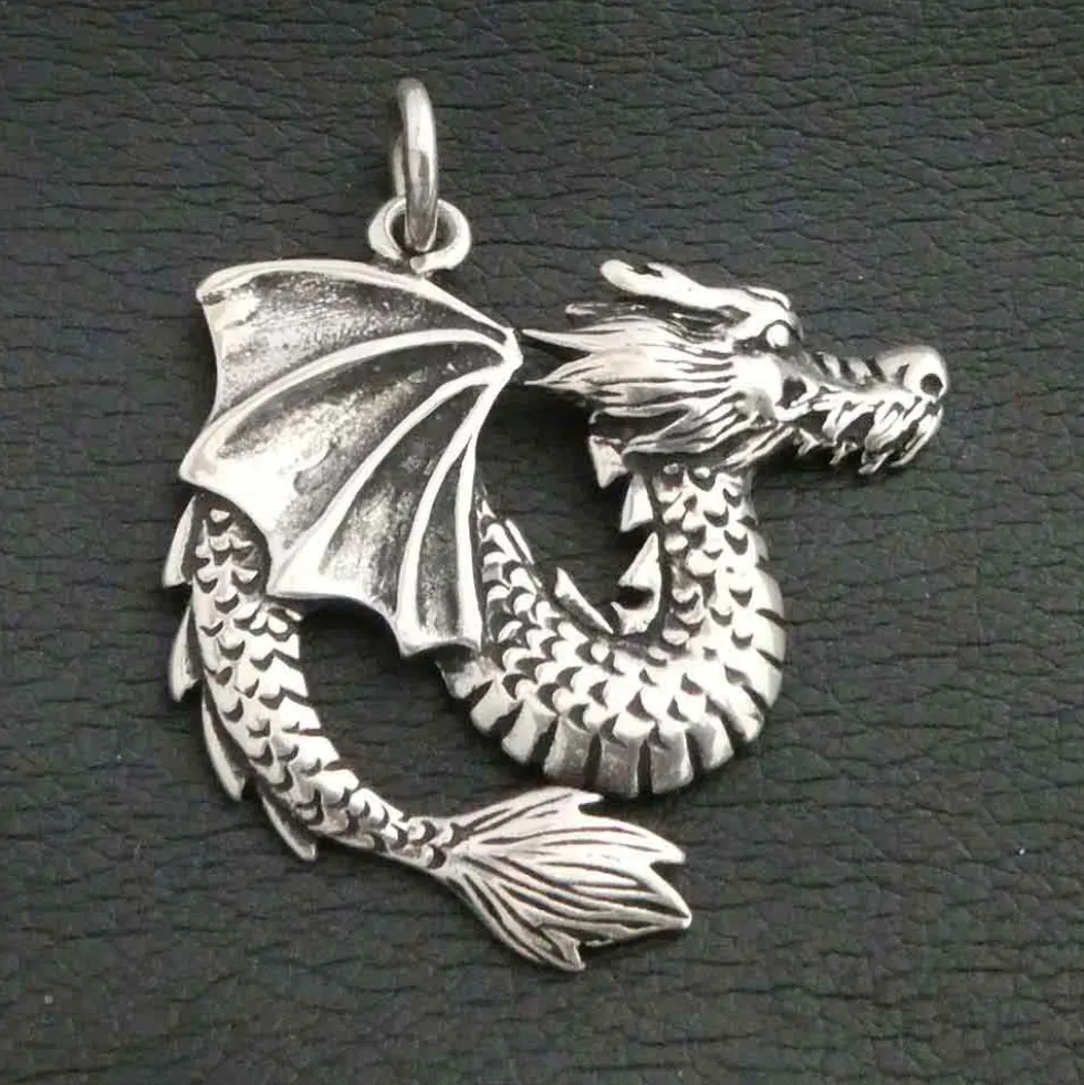 Schmuck Fuchor Drache Kettenanhänger 925 Silber