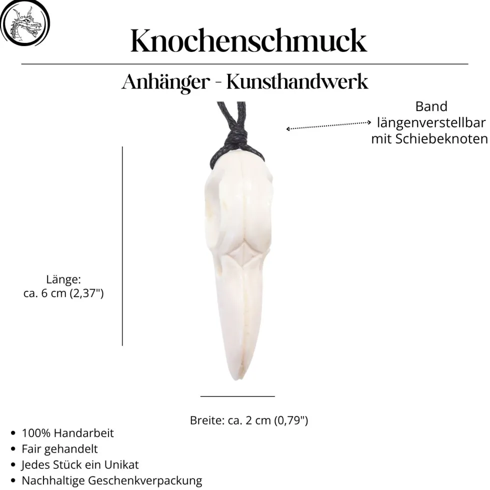 Schmuck Rabe Schädel Knochen Kette