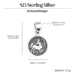 Schütze Schmuck Astrologie Sternzeichen 925 Silber Anhänger Schmuck