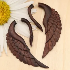 Schwan Holz Ohrschmuck Fake Piercing Ohrring (Paar)