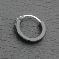 Schwarze Creole Silber 12 mm 2mm vierkant 925 Silber