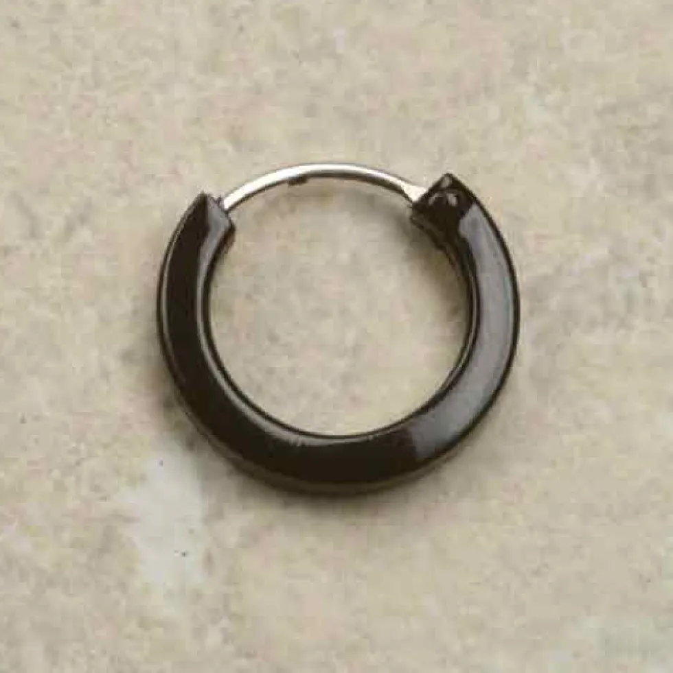 Schwarze Creole Silber 12 mm 2mm vierkant 925 Silber