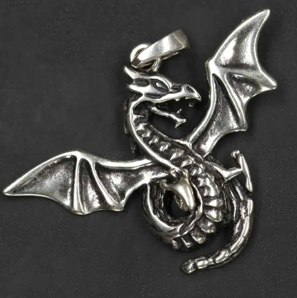 Schwarzer Drache Schmuck 925 Sterlingsilber Anhänger