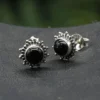 Schwarzer Onyx Ohrstecker Damen Ohrringe aus edlem 925 Silber (Paar)