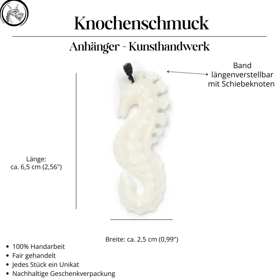 Seepferdchen Schmuck aus Knochen Kette