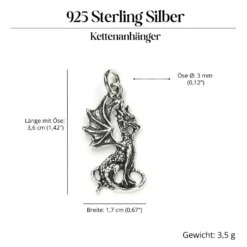 süßer kleiner Drache 925 Silberschmuck Anhänger
