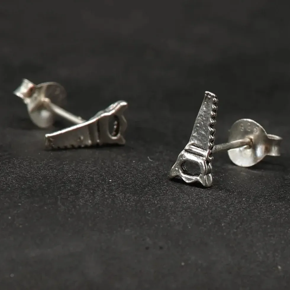 Säge Ohrstecker Handwerker 925 Silber Ohrschmuck
