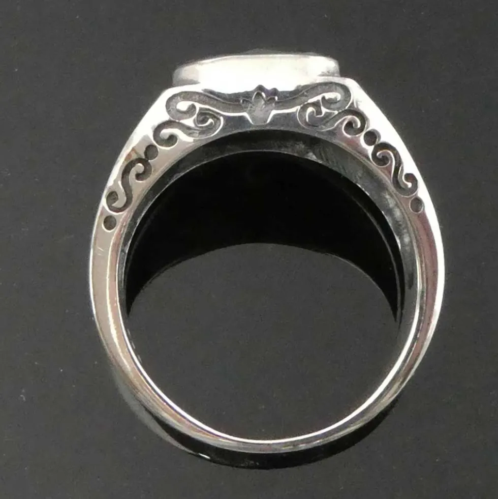 Siegelring Herren Stein Zirkonia schwarz edel ausgefallener Männerring 925 Silber