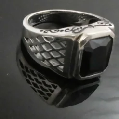Siegelring Herren Stein Zirkonia schwarz edel ausgefallener Männerring 925 Silber