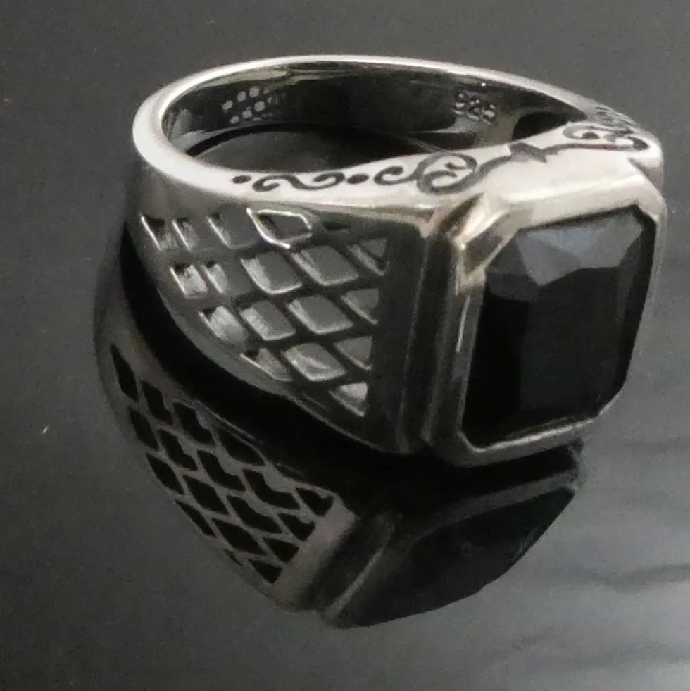 Siegelring Herren Stein Zirkonia schwarz edel ausgefallener Männerring 925 Silber