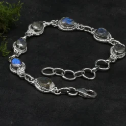 Silber Armband Labradorit tropfen facettierte Edelsteine edler Armschmuck