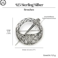 Silber Brosche keltische Fibel 925 Silber