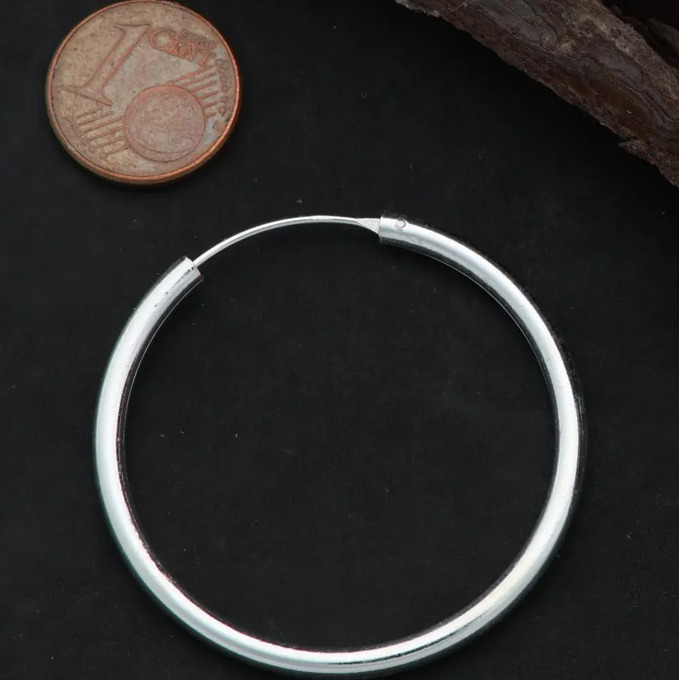 Silber Creole glatt 40 mm 3mm 925 Silber