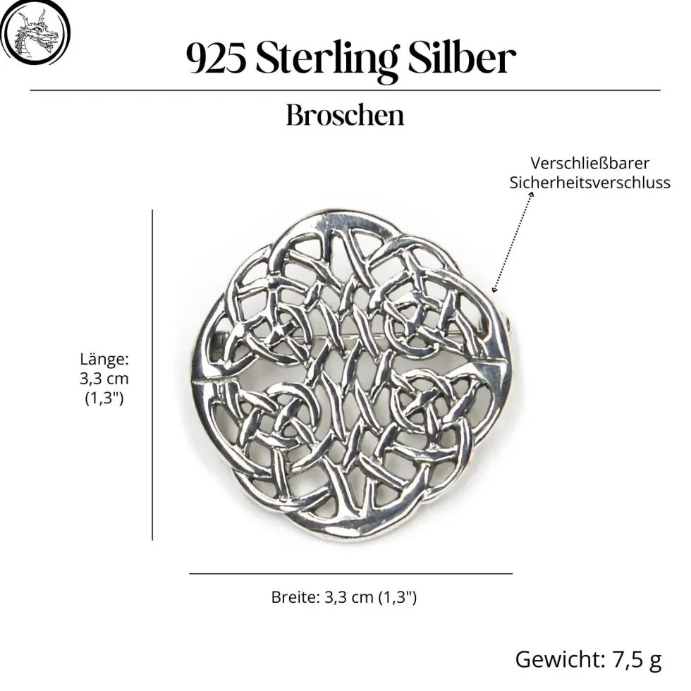 Silberschmuck Brosche Vierjahreszeiten keltischer Schmuck 925 Silber
