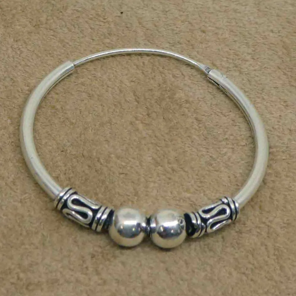 Silberschmuck 26mm 1,5mm Creole mit Kugel und Verzierung 925 Silber