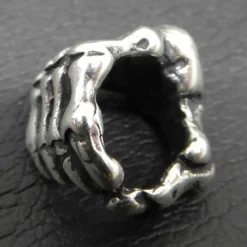 Skelett Hand Bartperle Gothic 925 Silber Bartschmuck