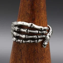 Skelett Hand größenverstellbar Ring Schmuck Gruftig 925 Silber