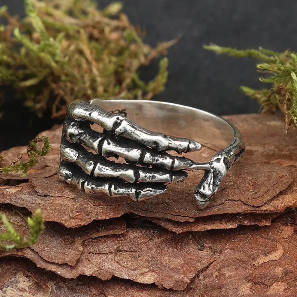 Skeletthand Ring Schmuck Gothic 925 Silber Bone