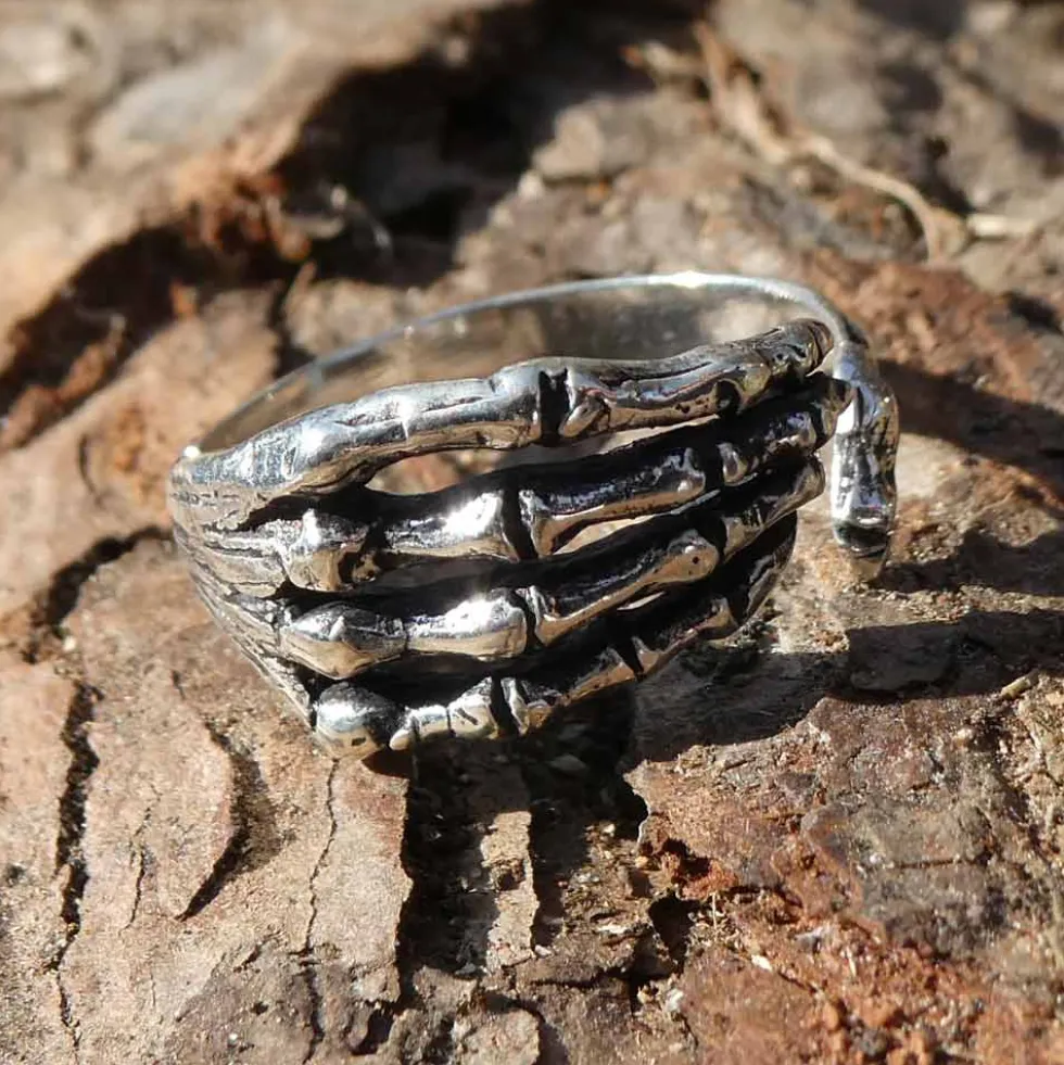 Skeletthand Ring Schmuck Gothic 925 Silber Bone