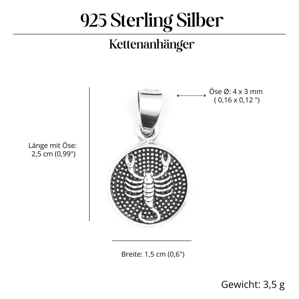 Skorpion Schmuck Astrologie Sternzeichen 925 Silber Anhänger Schmuck