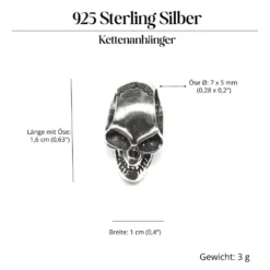 Skull Schmuck Anhänger 925 Silber Totenkopf Gothic