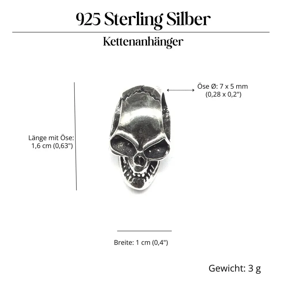 Skull Schmuck Anhänger 925 Silber Totenkopf Gothic