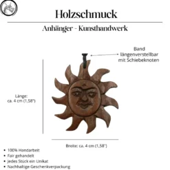 Sonne gemasert 2-farbig Schmuck Holz Matahari Kettenanhänger