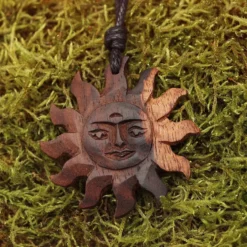 Sonne gemasert 2-farbig Schmuck Holz Matahari Kettenanhänger