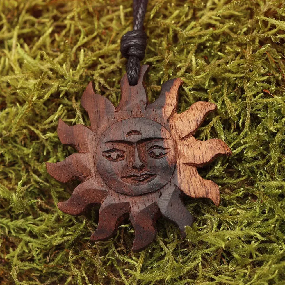 Sonne gemasert 2-farbig Schmuck Holz Matahari Kettenanhänger