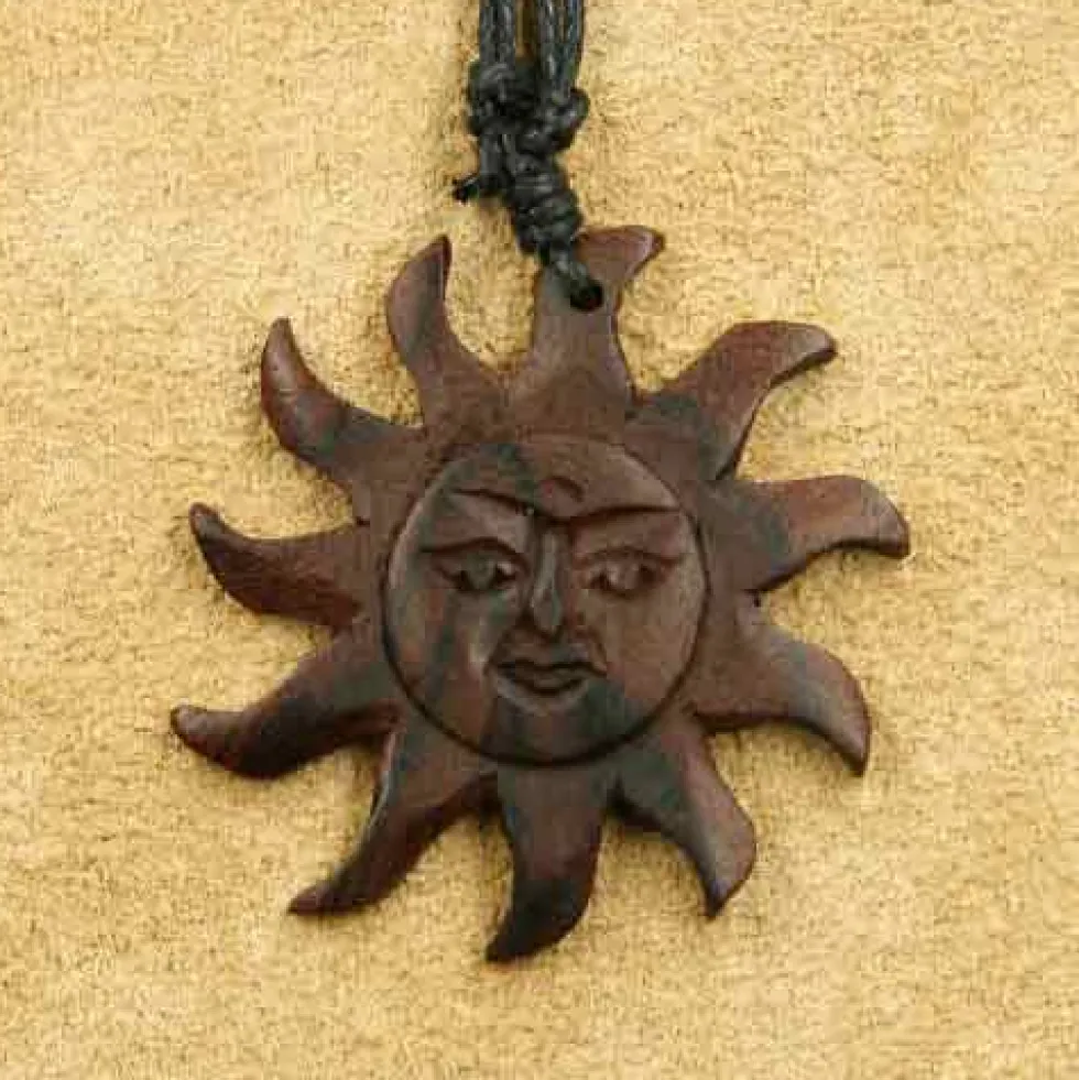 Sonne Halskette Holz Matahari Kettenanhänger Schmuck