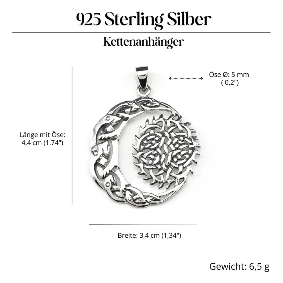 Sonne Mond keltischer Schmuck Anhänger aus Silber 925