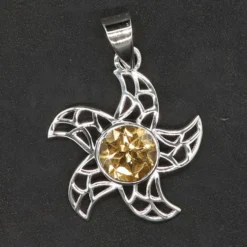 Sonnen Anhänger mit Edelstein Citrin aus 925 Silber