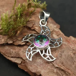 Sonnen Anhänger mit Edelstein Magic Quarz aus 925 Silber