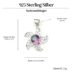 Sonnen Anhänger mit Edelstein Magic Quarz aus 925 Silber