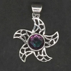 Sonnen Anhänger mit Edelstein Magic Quarz aus 925 Silber