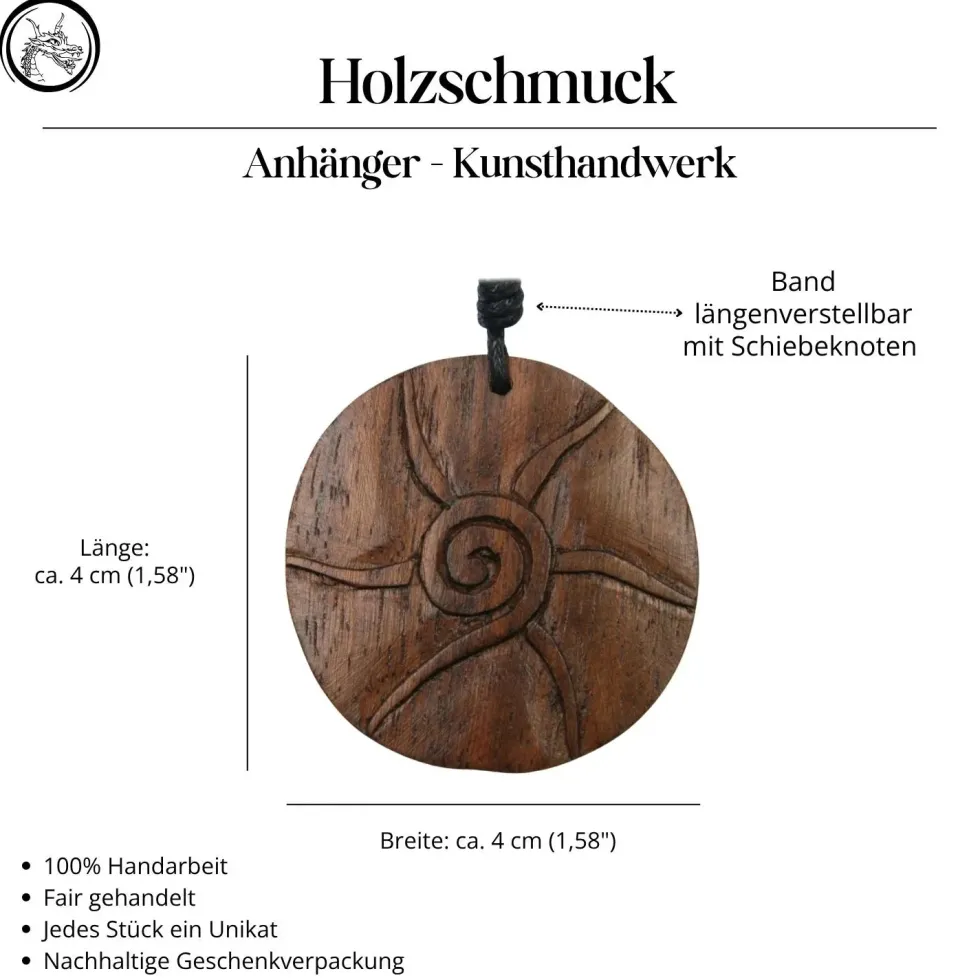 Sonne Schmuck Anhänger Nion Holzschmuck Kettenanhänger