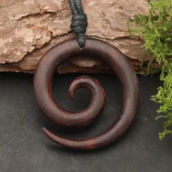 Spirale Halskette Holzschmuck Anhänger Schmuck- Ø 3 cm