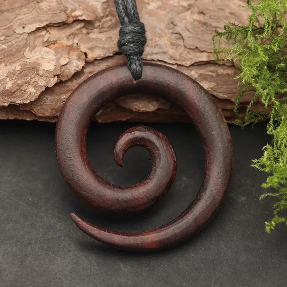 Spirale Halskette Holzschmuck Anhänger Schmuck- Ø 3 cm